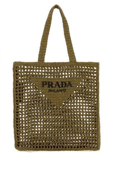 prada khaki tote bag